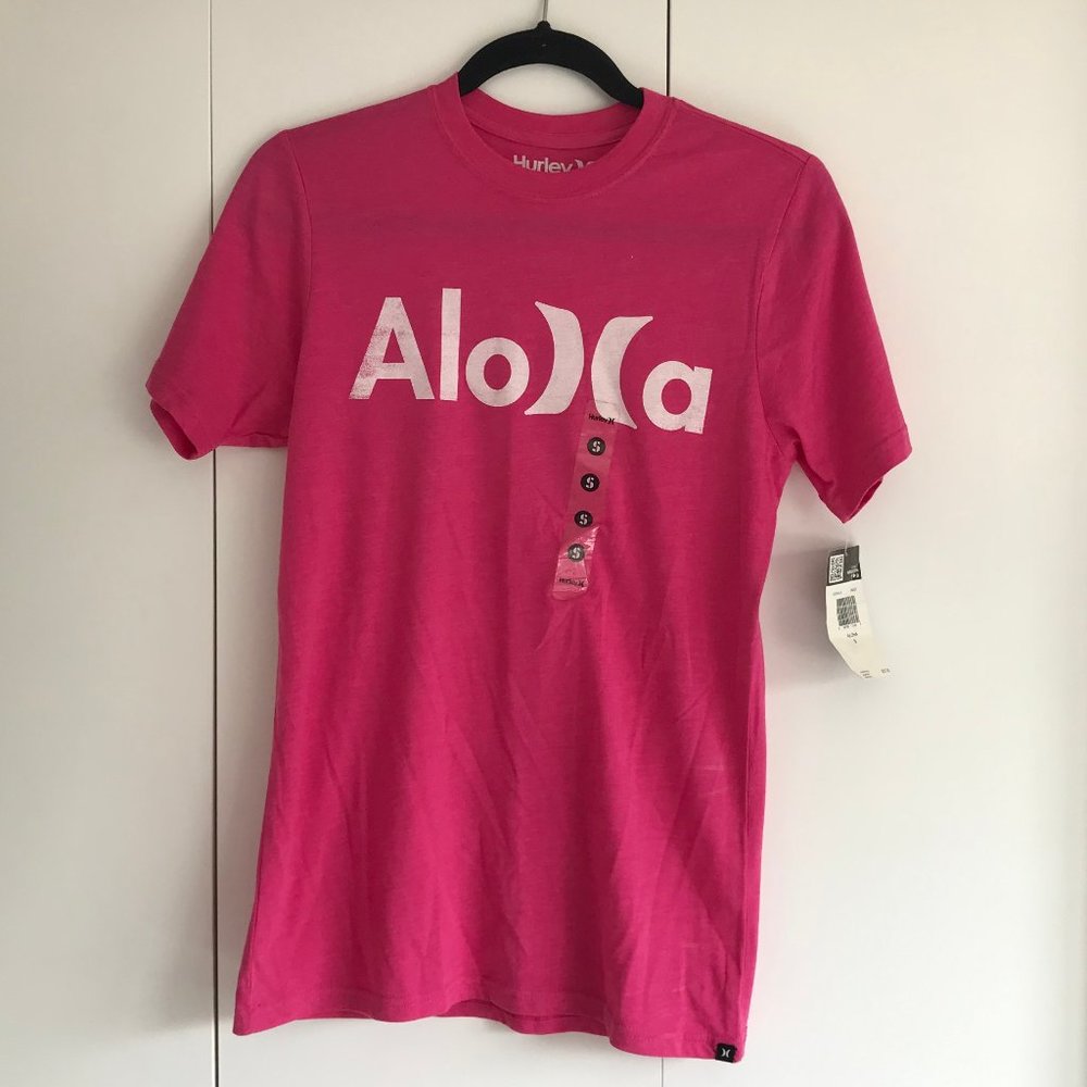 Mens Pink Hurley Aloha Tee